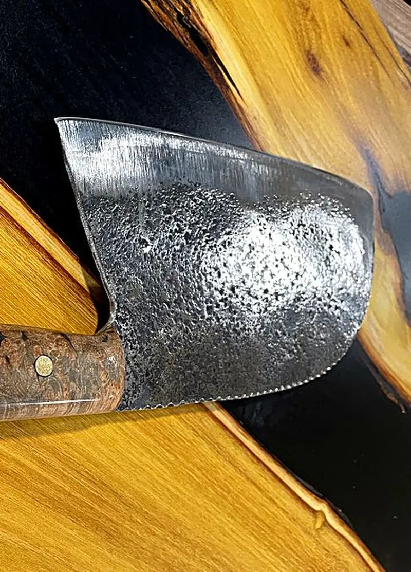 A hand-forged cleaver