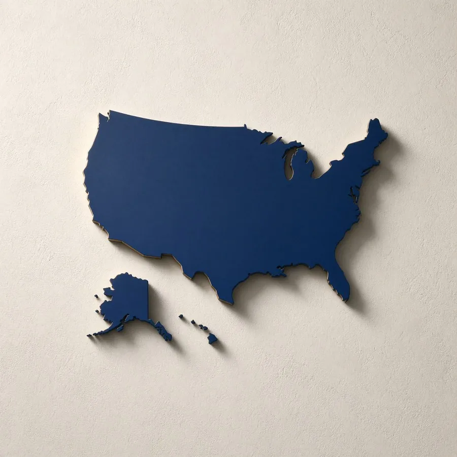 A map of the United States with pins