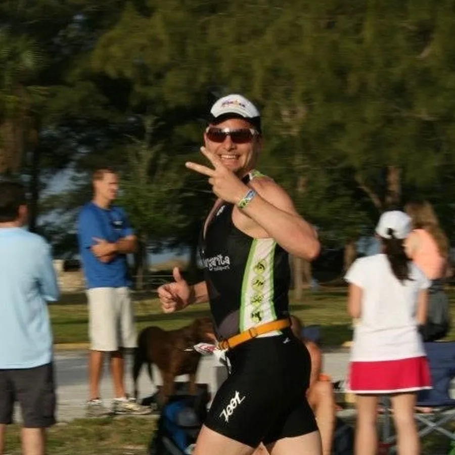 Russ Laggan at a triathlon finish